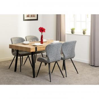 Seconique Treviso Oak Dining Table with 4 Quebec Grey Faux Leather Chairs