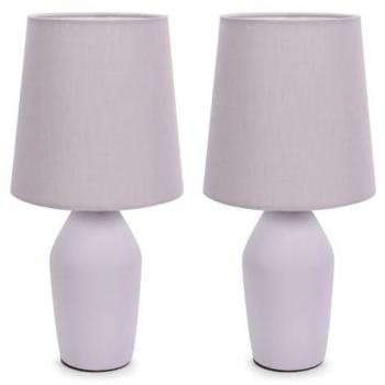 Arlo Compact Ceramic Table Lamps with Fabric Shades and LED Bulbs