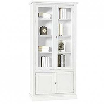 Vetrina Elegante in Legno Massello Bianco 90x41x186