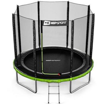 Trampoline extérieur enfant Hop‑Sport 244 cm – Kit complet, filet de sécurité, tapis de saut et échelle