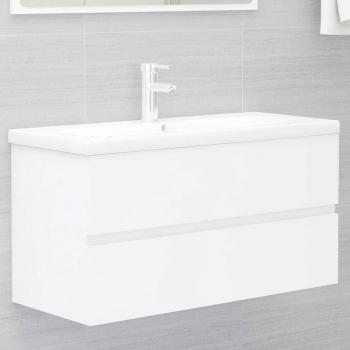 Vanity Cabinet with Incorporated Sink, White, Engineered Wood (vidaXL)