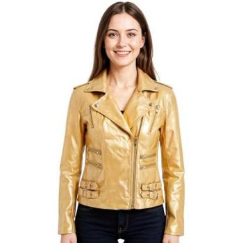 Infinity Leather Gold Biker-Style Jacke Damen – Brando Constantia, EU 36 / UK 8