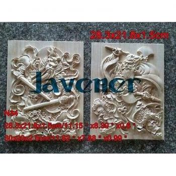 Holz geschnitzter langer quadratischer Tür-Aufkleber Gott des Tischlers 28,3x21,8 cm