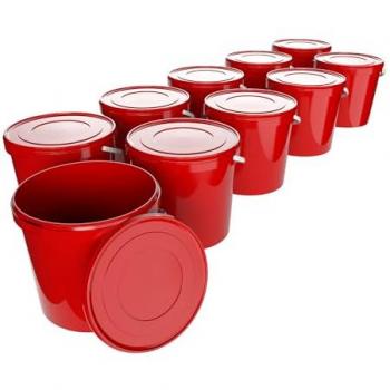 Seau de 10 Litres Rouge avec Couvercle - 10 Pièces