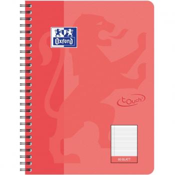 5 x Oxford Collegeblock Touch B5 liniert 80 Blätter Optik-Paper rosa