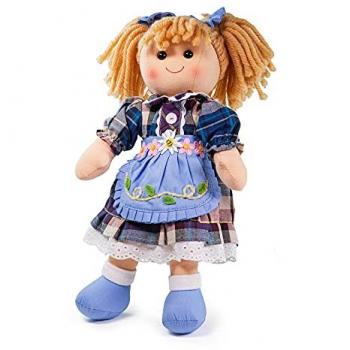 Poupée chiffon Katie - 34 cm - Robe bleue