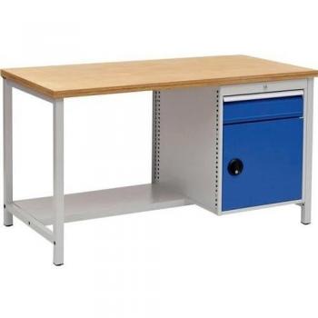 Werkbank lichtgrau signalblau B1500xH859xT750mm Buche Multipl. 40mm 1Schubl.1Tür