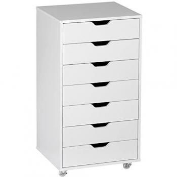 Caisson de rangement bureau - 7 tiroirs - blanc