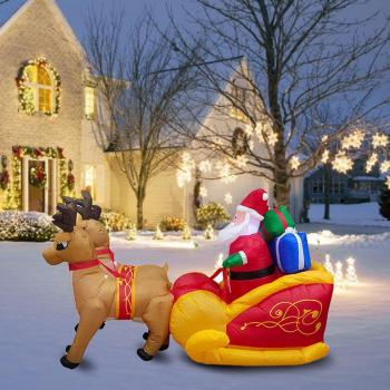 Décoration extérieure gonflable Père Noël avec rennes 86,61 pouces