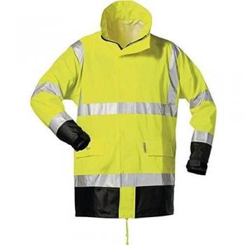 Warnschutz PU Regenjacke Manfred Größe L gelb/schwarz NORWAY