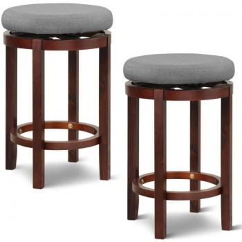 Tabourets de Bar Ronds 360° – Lot de 2 – Assise Rembourrée 180 kg – Design Gris