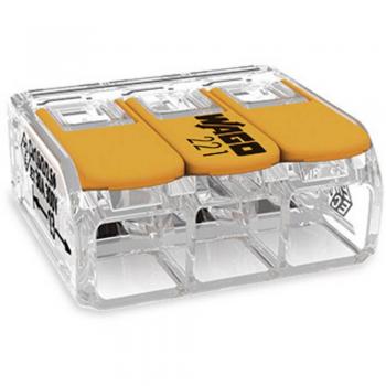 WAGO 221-613 221 Connector clip flexible: 0.5-6 mm² fixed: 0.5-6 mm² Number of pins: 3 8 pc(s) Transparent, Orange