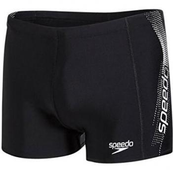 Speedo Bañador de Natación Logo, Hombre, Negro (Black/White), 30