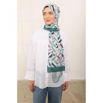 Soft Green Patterned Shawl for Women (Geometric Design)
