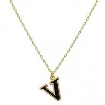 Initial Enamel Necklace Gold V