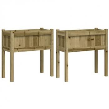 Tavolo Fioriera Terrazza Legno di Pino Marrone