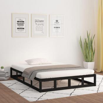 VidaXL Bed Frame without Mattress Black 140x200 cm Solid Wood