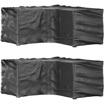 Fundas para muebles de jardín en forma de L, 2 unidades, 16 ojales, 215x215x90 cm, color negro