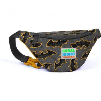 Dark Gray Mustard Bat Pattern Fanny Pack