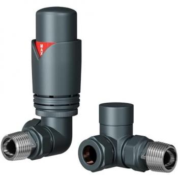 Dias Thermostatic Corner Radiator Valves - Anthracite Finish