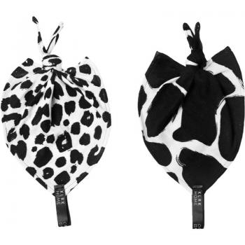 KLRK Home Wild B&W Leopard and Giraffe Knot Blanket 26x26 cm 2 pc