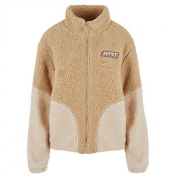 Bear W Women’s Sports Patch Teddy Block Track Coat – Sand