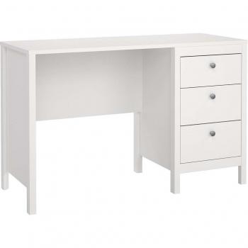 3-Drawer White Madrid Work Desk