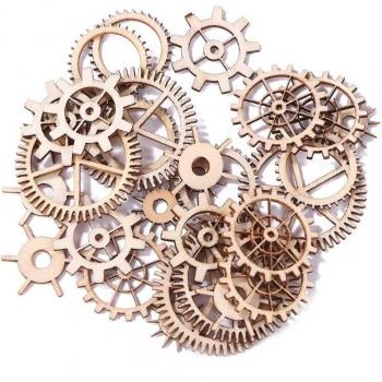 Wooden Gear Wheel Kit – 36 Pieces, 20‑36mm Hollow Blanks