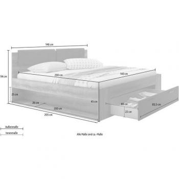 INOSIGN Doppelbett Galaxy mit Stauraum und Kopfteilen
