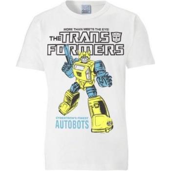 Bumblebee Logo Shirt für Männer – Weißes Baumwoll-T-Shirt, Größe M, Rundhals, cooles Frontdesign
