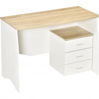HOMCOM Scrivania con Cassettiera Moderna in Legno, Scrivania PC per Camera e Ufficio, 110x55x75cm