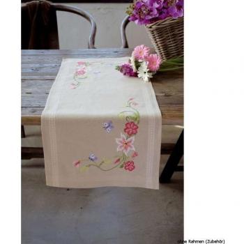Runner Embroidery Kit: Flowers & Butterflies Design - Vervaco