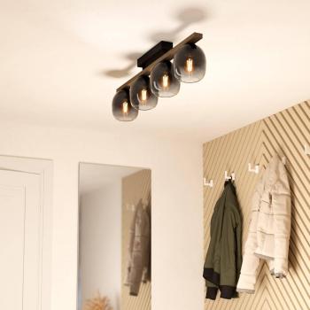 EGLO Filago ceiling light, four smoked glass lampshades