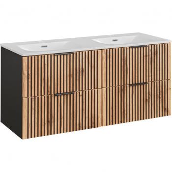 Vasque Double Encadrée 120 cm – Stratifié Beige-Noir