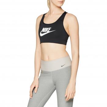 Nike Damen Swoosh Futura Sport-BH, Schwarz (Black/White), M