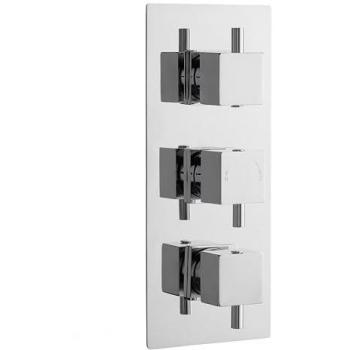 Balterley 3‑Outlet Square Concealed Triple Thermostatic Shower Valve with Chrome Diverter