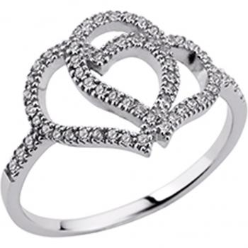 Bague “Love” argent blanc (rhodié) – 15×12 mm