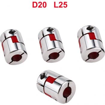 Acoplamiento de eje flexible de aluminio D20 L25 4 Piezas