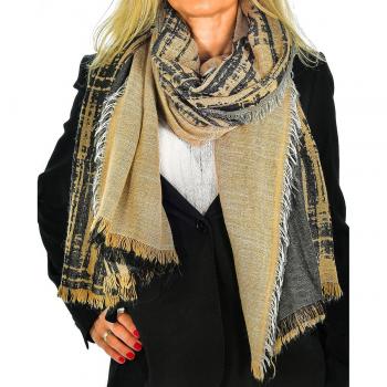 Fular bufanda diseño lineal doble solapa modal y lana Made in Italy