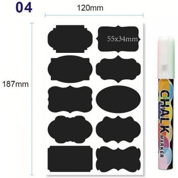 10PCS Black Adhesive Label Stickers with Marker for Spice and Jam