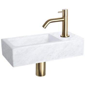 Set de Lave-mains Differnz Helios 37.5x18.5cm Marbre avec Robinet Courbé Or Mat
