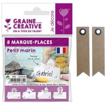 Segnaposti Piccolo Marinaio con Etichette Kraft e Gagliardetto - 8 Pezzi + 20 Etichette