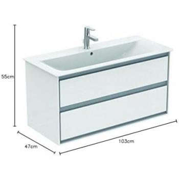 Ideal Standard Air Badezimmerunterschrank, Eiche grau Dekor, 2 Auszüge