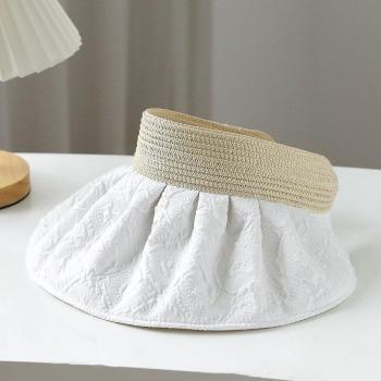 Chapeau d'été femme à visière large 15cm, double face, respirant, style coréen