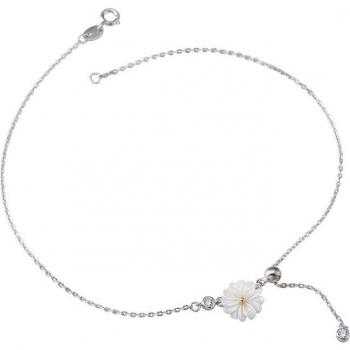 LouLeur 925 Sterling Silver Daisy Anklet - Summer Fine Jewelry