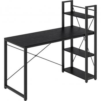 VASAGLE Computer Desk with Storage Shelves, Ebony Black / 60 x 137.2 x 118.7 cm