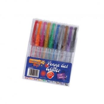 Penne gel glitterate confezione da 10 pz