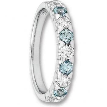 ONE ELEMENT Silberschmuck: Zirkonia‑Blau Topas Ring, 925 Silber, Gr. 60