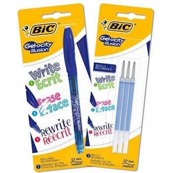BIC Gel-osity Illusion Stylo Gel Effaçable Pointe Fine (0,4 mm) - Rouge,