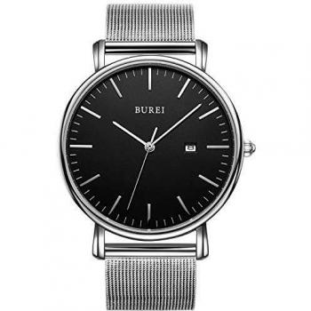 BUREI Pulsera Minimalista para Hombre – Dial Analógico y Estuche Ultra Delicado